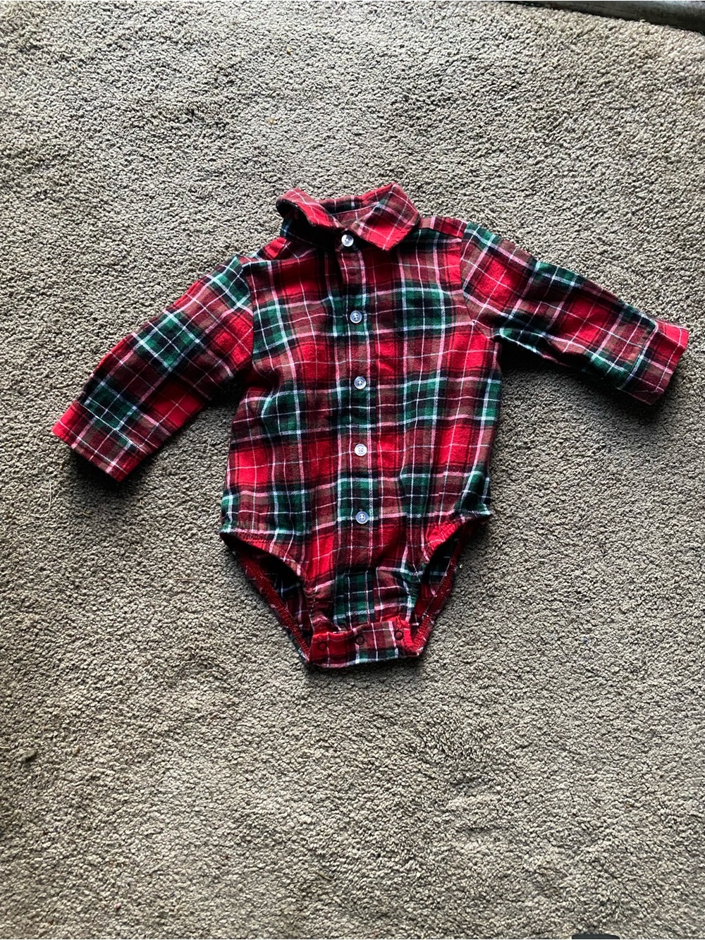 Little Me Red and Green Plaid Long-Sleeve Baby One-Piece